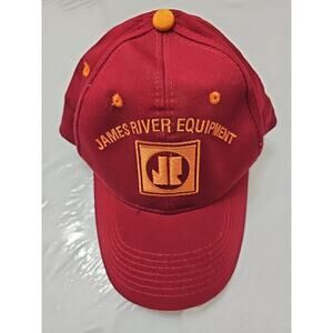 James Equipment River Trucker Baseball Cap Snap Embroidered Logo Red Cotton